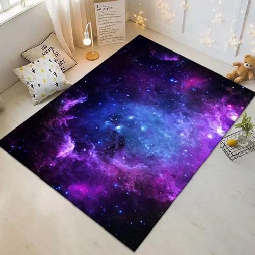 Kinderzimmer Teppich Galaxie Sterne Weltraumgalaxie 3D -Gedruckter Teppich Wohnzimmer Dekor Krabbelte Matte Schlafzimmer Küchenteppich Badezimmer Matte, 40 X 60 cm -7N5L+A1H5-2J7