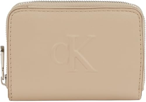 Calvin Klein Damen Geldbörse Sculpted Flap Zip Around Klein, Grau (Crockery), Einheitsgröße