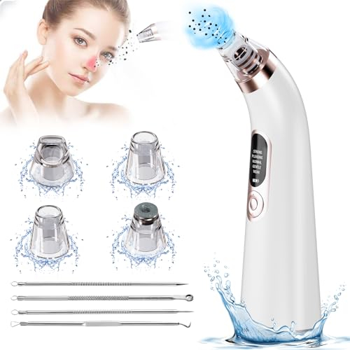 Mitesserentferner Porenreiniger Porensauger Gesicht Mitesser Sauger Vakuumsauger mit 5 Saugstufen und 4 Köpfe Blackhead remover USB Pickelentferner Zum Gesichtsreinigung die Beseitigung von Akne