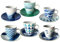 PALUPLUS Set 6 Tazzine Caffè con Piattino in Porcellana da 80 ml, Tazze da Espresso con manico, Lavabili in Lavastoviglie, adatte per Microonde, FANTASIA OCEAN -268