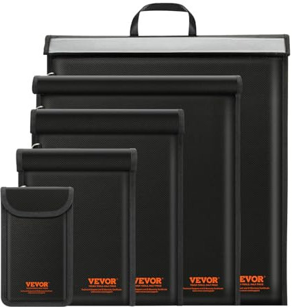 VEVOR 5 Stk. Faraday Taschen für Laptop (430 x 381 mm) Tablet (33 x 26 cm) Telefon (20 x 12 cm) Radio (27 x 20 cm), feuerfeste Signalblockierungshalterung, Faraday-Tasche zum Schutz vor Diebstahl