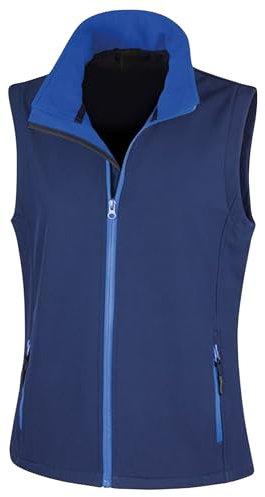 Aremie Womens Softshell Gilet Fleece Lined Bodywarmer Ladies Sleeveless Jacket Showerproof Windproof Outdoor Vest - Navy Royal Blue Extra Large XL Size 16