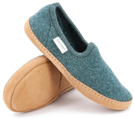 Gottstein Filzpantoffeln Cheyenne aus Mulesing-freier Schaf-Schurwolle – Handgefertigte Hausschuhe aus Wollfilz für Damen & Herren Größe EU 36-47 – Slipper mit gepolsterter Ledersohle