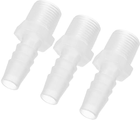 PATIKIL Conector Macho Púas 3/8 a 3/8 G, 3pcs Racor de Manguera de Plástico Adaptador Acanalado para Tubería de Agua y Aire Industrial Irrigación Riego Goteo Bomba Jardín, Transparente
