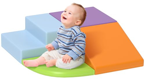 HOMCOM 4 Blocs de Construction XL Modules de Motricité Multicolore | Jouets Éducatifs, Parcours Motricité Enfant, Mousse EPE Polyuréthane