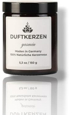 Glomia - Candle - Duftkerze im Glas - 100% Natürliche Wachs - Kerze mit Längere Brenndauer 150g bis zu 90 Stunden - Perfekte Geschenke für Frauen (Jasmin)
