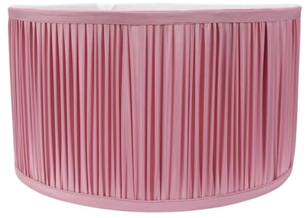ValueLights | Large Easy Fit Blush Pink Ruched Pleated Drum Light Shade Living Room Bedroom Hallway Lampshade | Shades, Home Décor & Improvement Essential | 350mm Shade Width