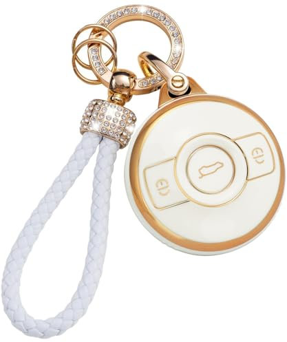 KUNIO Schlüsselhülle für Mercedes SMART Fortwo 1 Brabus 1 Passt für Mercedes SMART 2022 2023 TPU Autoschlüssel Schutz Bling Schlüsselanhänger Geschenk 3 Tasten für benz-7