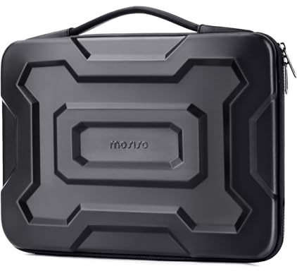 MOSISO 13-14 pollici Custodia Rigida Laptop, 13.3 pollici Borsa Computer | Impermeabile Antiurto Compatibile con Macbook HP Dell, Custodia Rigida Laptop con Manico EVA con Geometria Meccanica, Nero