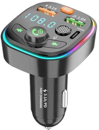 ferater Bluetooth Car Adapter, Bluetooth Fm Transmitter Wireless Modulator Fast Car Charger MP3 Player Radio Kit for Car Stereo