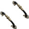 SANCHAKOU Kommode Knöpfe 2/4Er-Pack Geschnitzter Tür- Kleiderschrank- Schubladengriff Aus Reinem Kupfer Möbelbeschläge Griff In Fächerform Schwarz/Gold 96 Mm