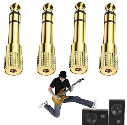 Suupii 4 PCS Headphone Jack Adapter, 6.5mm Male to 3.5mm Female Headphone Adapter Headphones Jack Adapters, Headphones Adapters Suitable for Keyboards Audio Systems Electric Pianos(Gold)