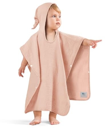 lulumoon Badeponcho Kinder Musselin Poncho Baby: 100% Baumwolle