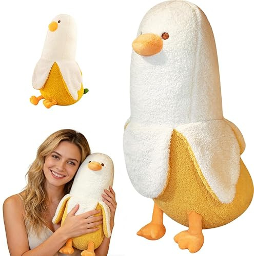 Mineup Plüschtier Banane Ente, 50cm Bananen Enten Plüschtier, Kawaii Ente Banane Kissen, Bananen Plüschtiere Kissen, Kawaii Ent Plüsch, Banan Kisse Puppe Geschenk Für Weihnachten Geburtstag