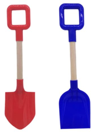 Pelle de Plage 2 pièces Pelle pour Enfants en Plastique ABS Rouge Bleu avec Manche en Bois Outils de bac à Sable à Double Fonction pour Construire sculpter ou Creuser