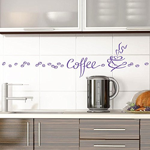 Grandora Wandtattoo Coffee Kaffee Tasse Kaffeebohnen I Lavendel Kreativset I Esszimmer Kaffeeecke Küche Aufkleber Wandaufkleber Wandsticker Sticker 1045W