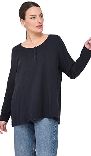 Ulla Popken Damen Basic Shirt Bluse, Blauschwarz, 50-52 EU