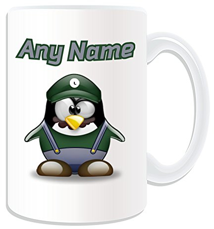 Cadeau personnalisé – Grande tasse Luigi (jeu vidéo de pingouin, personnage de personnage, design blanc) Nom Message unique drôle fantaisie super héros super ordinateur RPG Jumpman Bros Yoshi Mario