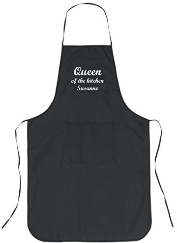 Chefkoch - Grillschürze mit Namen | mit Ihrem Wunschtext | Kochschürze aus 100% Baumwolle, mit Fronttasche, schwarz | WUNSCHTEXT per Mail angeben