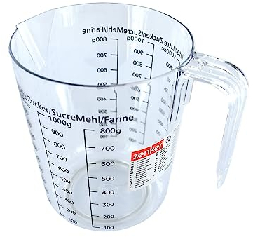 Zenker 008811 Verre doseur avec anse, verre mesureur, verre gradué, verre doseur gradué, Plastique, Transparent, 17 x 15,5 x 11,7 cm
