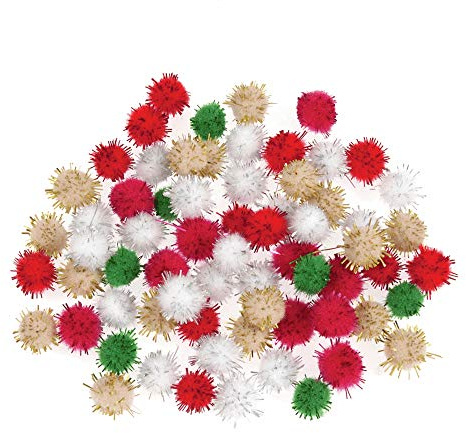 DELETE - SALE - 100 Mixed Colour Glitter 7mm Craft Pom Poms