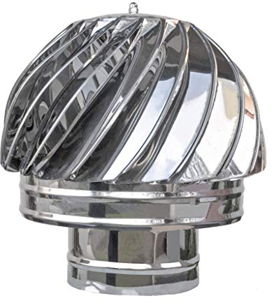 Chimenea Giratoria para estufa 120mm, MaterialINOX, Sombrero de chimenea, Extractor de Humos, Lluvia de sombrero
