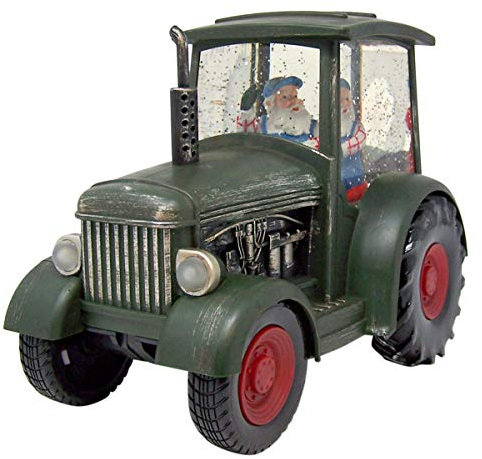 Wowser Schneekugel Traktor mit Bauernhof-Figur, glitzernd, 8 1/2 Zoll