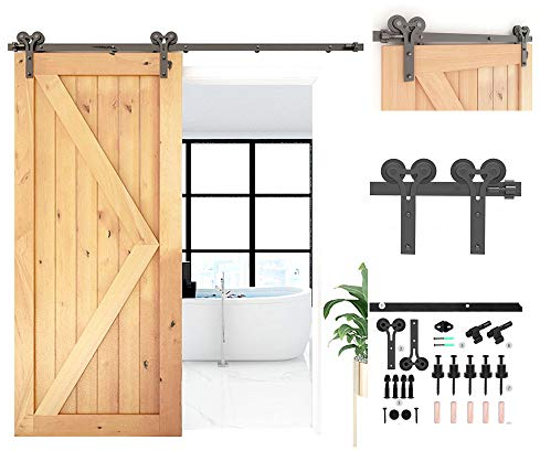 CCJH Schiebetüren Schiebetürsystem, 6.6FT (200cm) Laufschiene Schiebetuer Y Form Rolle Set fuer Schiebetür Holz Barn Door Hardware