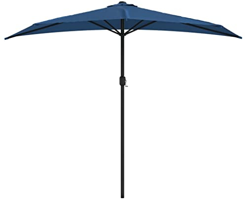 vidaXL Balkon Sonnenschirm Alu-Mast Balkonschirm Strandschirm Marktschirm Ampelschirm Gartenschirm Schirm Wandschirm Blau 270x144x222cm Halbrund