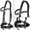 Heinick-Reitsport Trense anatomisch Motion Schwarz Lack breites RH mit Zaumhaken ~ Warmblut ~ (Rose)