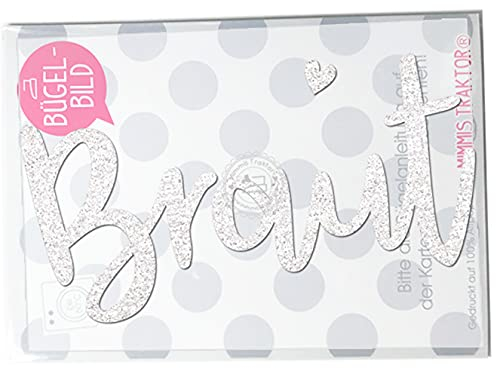 GLITZER Bügelbild Braut JGA 16 cm Aufbügler Applikationen Bügelsticker für Stoffe Textilien zum Aufbügeln, Farbe:Glitzer weiss