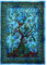 Popular Handicrafts Wandteppich Hippie Baum des Lebens Bohemian Hippie Psychedelic Design Indische Tapisserie Tagesdecke 76 x 101 cm Blau