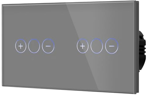 BSEED Doppio interruttore dimmer per lampade a LED, interruttore touch in vetro, interruttore non WiFi, 240 V, per una perfetta posizione, 1 scomparto a 2 vie, grigio