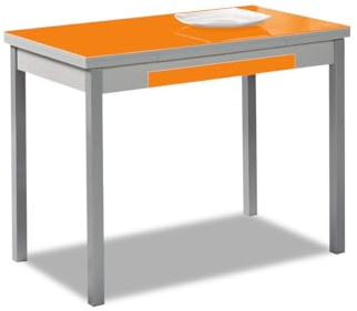 ASTIMESA Alas Cristal Mesa de Cocina, Metal, Naranja, 100x60cm