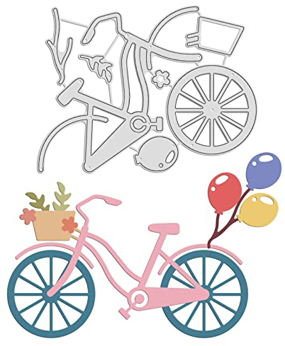 GLOBLELAND Stanzschablonen Fahrrad Metall Schneiden Schablonen Ballon und Blumen Stanzformen für Kartenherstellung und DIY Scrapbooking Papier Sammelalbum Dekor