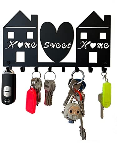 Generico Portachiavi da Muro con 8 ganci, Home Sweet Home, Appendichiavi da Parete moderno per Ingresso, Cucina, Garage, Idea Regalo, Arredamento Casa, Portachiavi da parete, Sagome casa e cuore