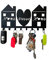 Generico Porte-clés mural avec 8 crochets, Home Sweet Home - Porte-clé mural moderne pour entrée, cuisine, garage, idée cadeau, décoration de maison, porte-clés mural, silhouettes maison et cœur
