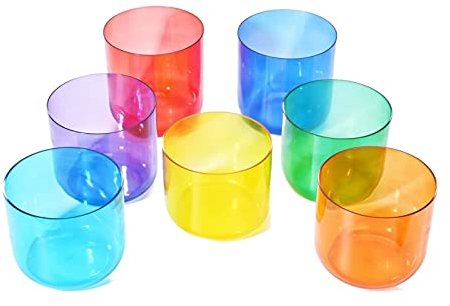 EIFINE Juego de Cuencos de Canto de Cristal de Cuarzo de Colores claros Artesanía de Regalo (Size : 6inch 7pcs)