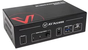 AV Access 8K KVM Switch 2 Computers 1 Monitor with HDMI 2.1, USB 3.0 & Hotkey Switching, Supports 10K@120hz, 8K@120hz, 1080P@240hz & 2K@165hz for All Operating Systems, Ideal for Gaming, Workstation