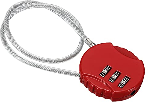 PATIKIL Combination Lock 12 Inch, 3 Digit Outdoor Waterproof Code Padlock with Wire Rope for Luggage Gym Locker Fence Toolbox Backpack, Red
