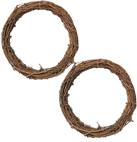 Homoyoyo Weihnachten Bastelkranz, 2 Stück Kranz Weinreben Natur Rattan Retro Kranz DIY Weinrebe Kränze für Wand Dekor Handgewebt Kranz Hängender Zweigkranz zum Selbermachen Ø 30 cm