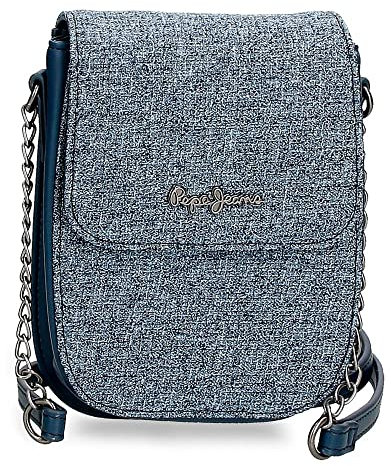 Pepe Jeans Maddie Blue Handy-Umhängetasche 13,5 x 17,5 x 4 cm Polyester mit Kunstlederdetails