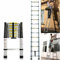 Royalswill 3.8M Telescopic Ladder 12.5FT Multi-Purpose Folding Aluminium Telescoping Ladder Foldable Ladder Extension Ladder Extendable Portable Loft Ladder Lightweight Work, 330lb Capacity, Silver