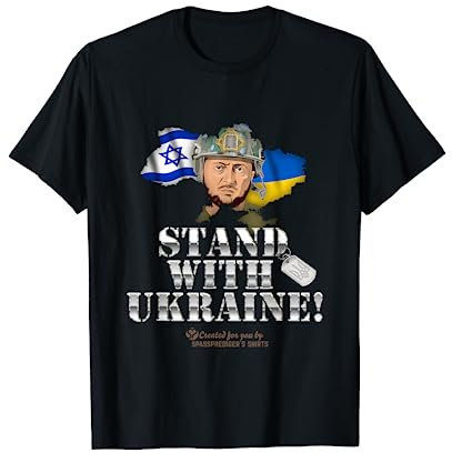 Ukraine Israel Flaggen Dog Tag Zelensky Stand with Ukraine T-Shirt