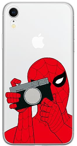 ERT GROUP mobile phone case for Iphone XR original and officially Licensed Marvel pattern Spider Man 026 optimally adapted to the shape of the mobile phone, partially transparent