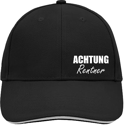 Huuraa Cappy Mütze Achtung Rentner Schriftzug Geschenk Black/Light Grey Achtung Rentner Präsent