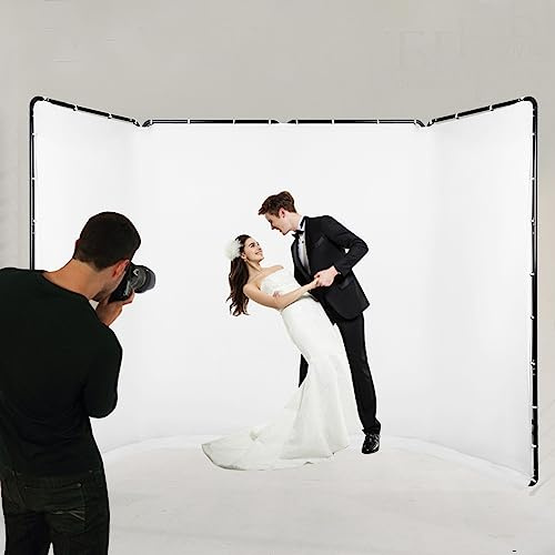 GSKAIWEN 7,87ft x 13,12ft weißer Screen-Hintergrund (mit Ständer), tragbarer, großer, faltenfreier, zusammenklappbarer Fotohintergrund für Fotostudio-Videoaufnahmen, Porträtproduktfotografie