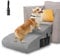 MASTERTOP Dog Steps for Bed, 2 Steps Waterproof Dogs Stairs for Small Dogs and Cats, Non-Slip High Density Foam Dog Ramps with Removable Cover - Grey, 55 x 40 x 30cm