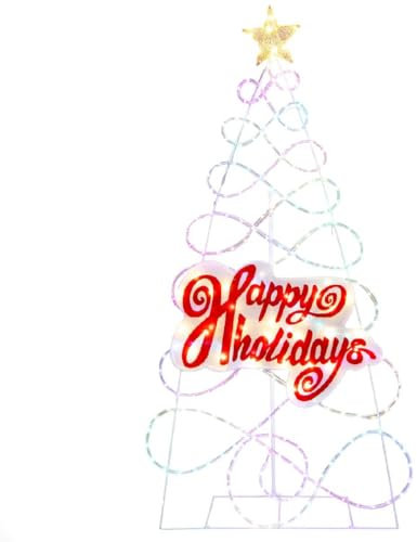 SPOTRAVEL 5.6FT/170CM Pre-lit Xmas Tree, Light up Christmas Decoration with 216 Colorful Lights and 6 Lighting Modes, Artificial Holiday Tree for Yard Lawn Party