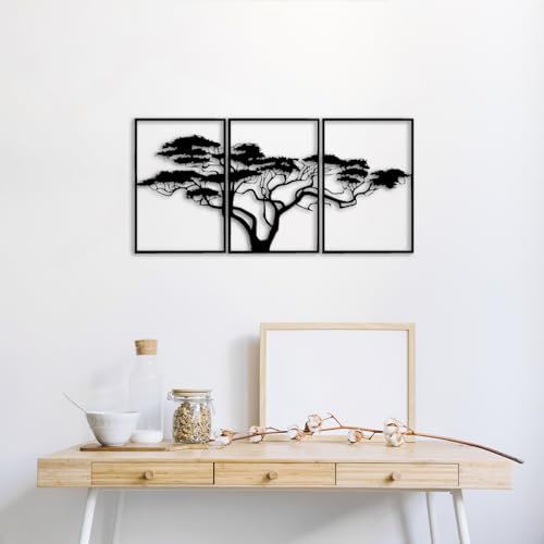 Tubibu Baum des Lebens Wanddeko, Wandbild aus Metall, in Schwarz, Haus Wall Art Dekoration, Wandaufkleber 3D, Moderne Deko, Bilder für Zuhause Büro Schlafzimmer, Wohnzimmer und Küche (Medium, African)
